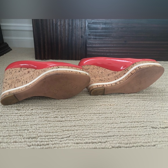 Prada Peep Toe Espadrille Cork Wedges Heels in Coral Size 38; US size 7.5 - Picture 4 of 4